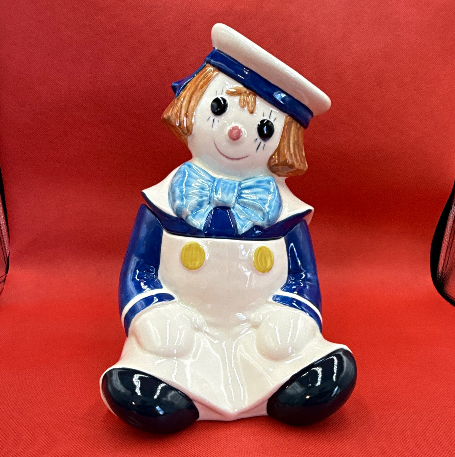 Vintage 1970s Poppy Trail Raggedy Andy Cookie Jar Ceramic Great Condition 