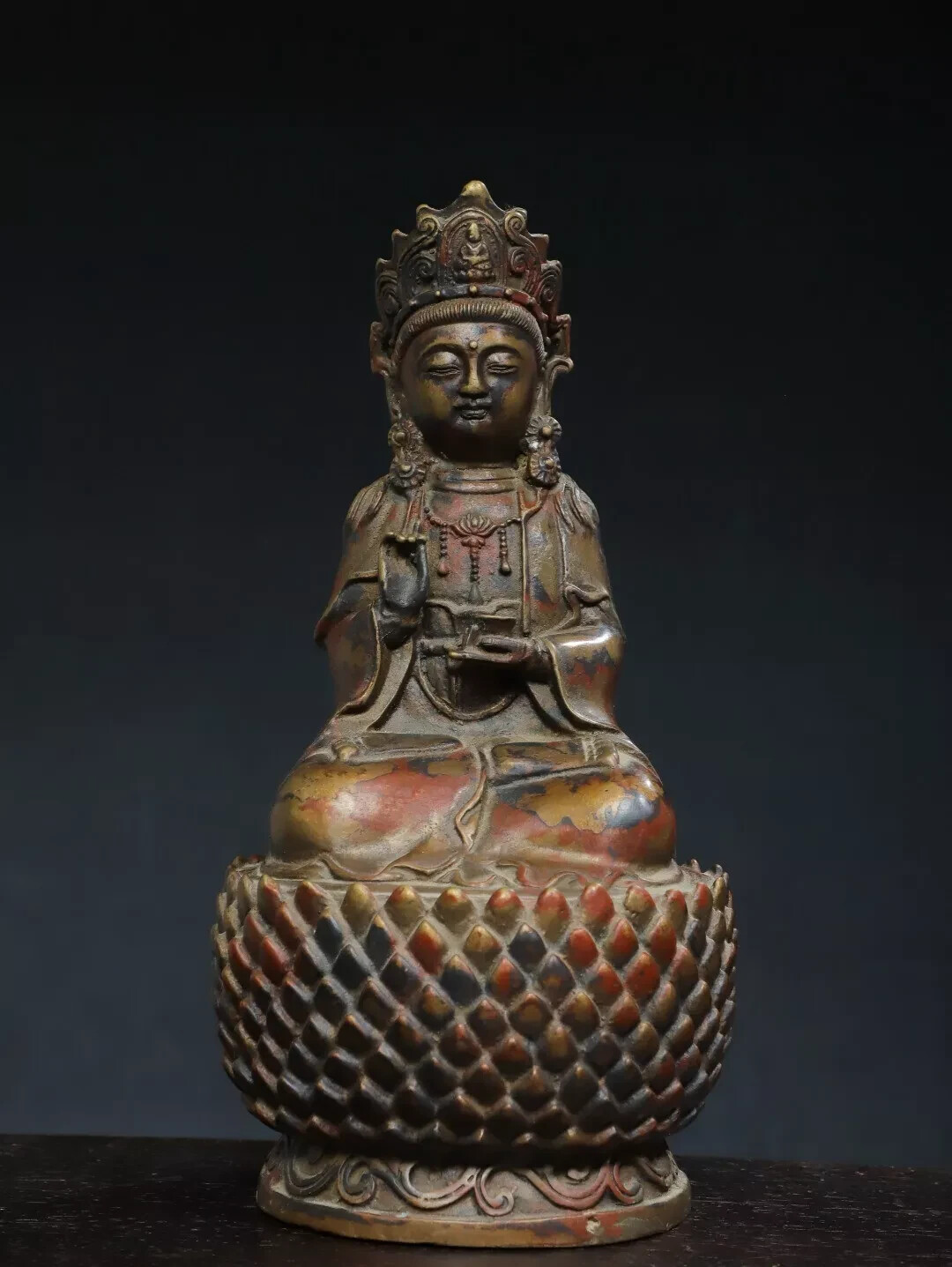 Fengshui old chinese copper Guanyin Statue of Tibetan Esoteric Buddhism Buddha