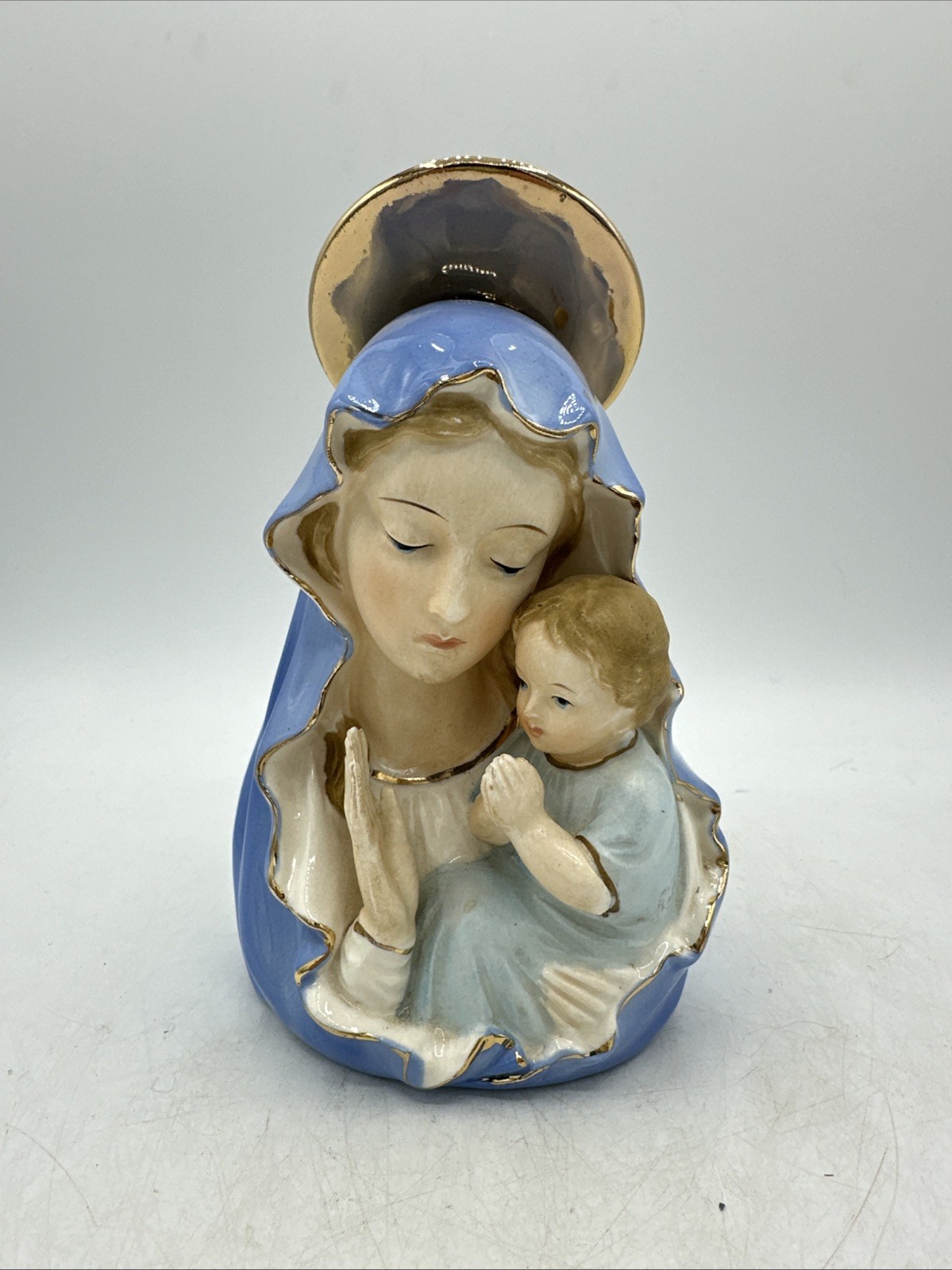 Madonna Mary Child Head Vase Porcelain Vintage 