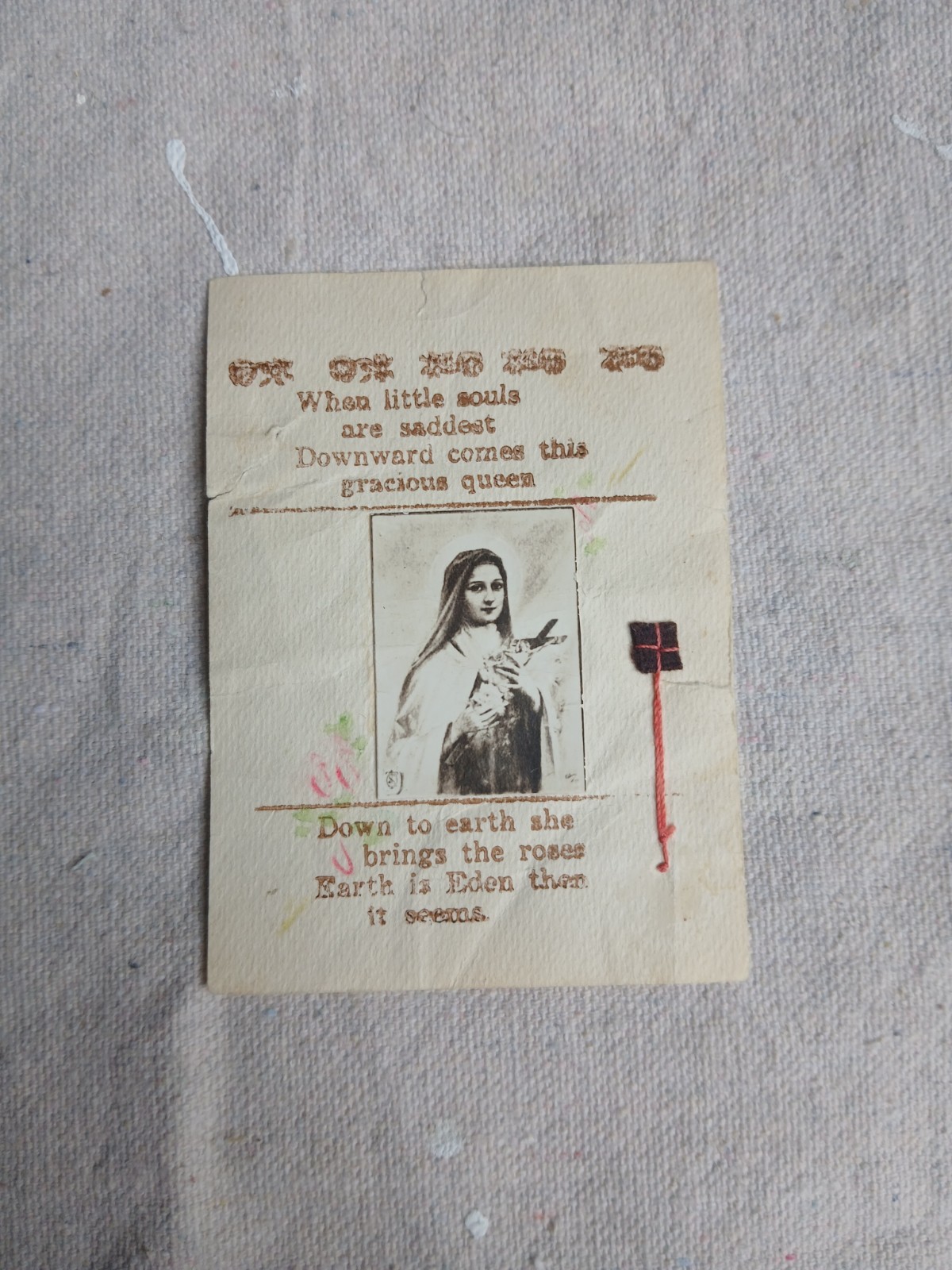 St Therese Of Lisieux Carmelite Monastery Allentown Pennsylvania Relic Card