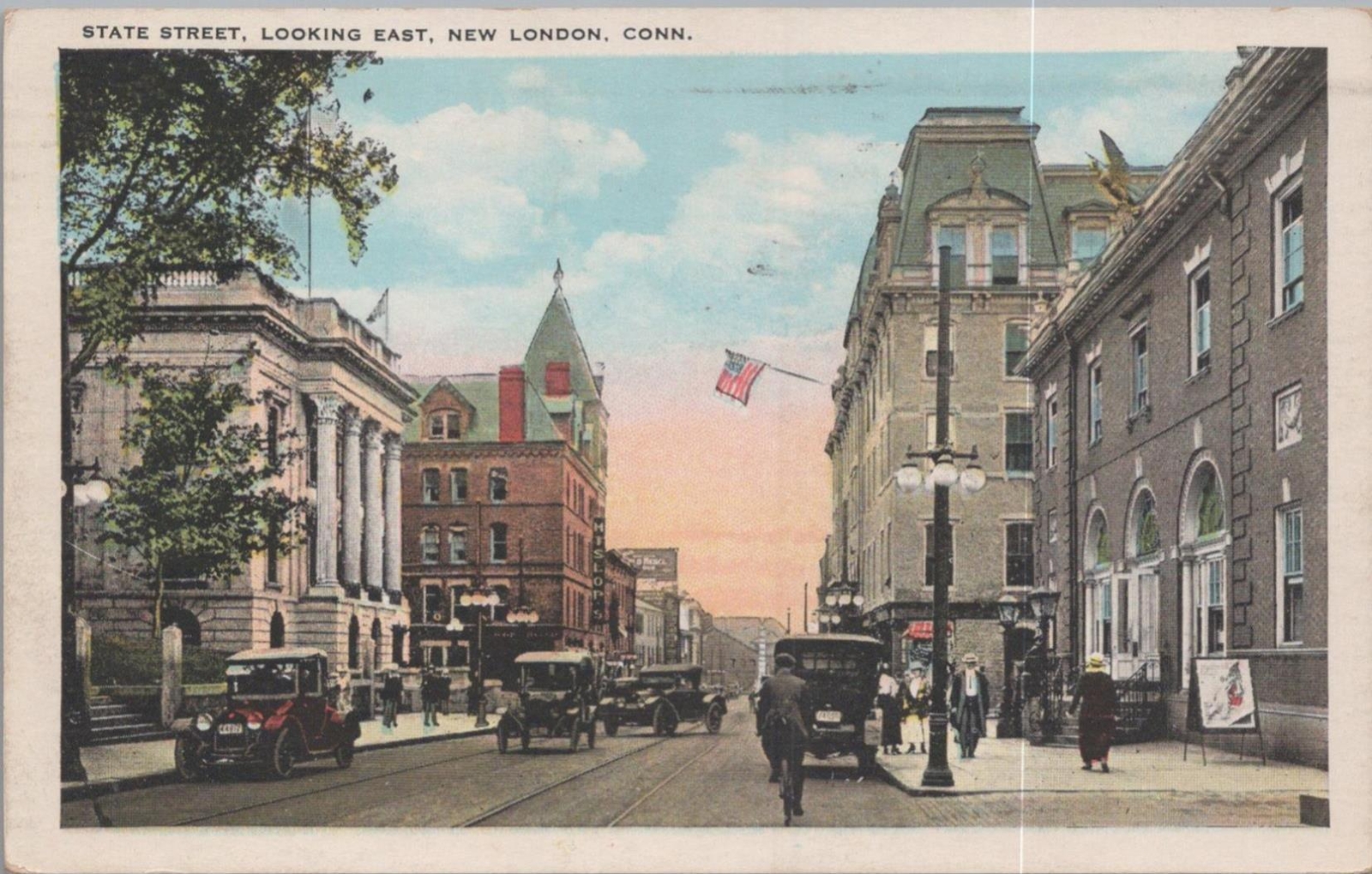 Postcard State Street Looking East New London CT 