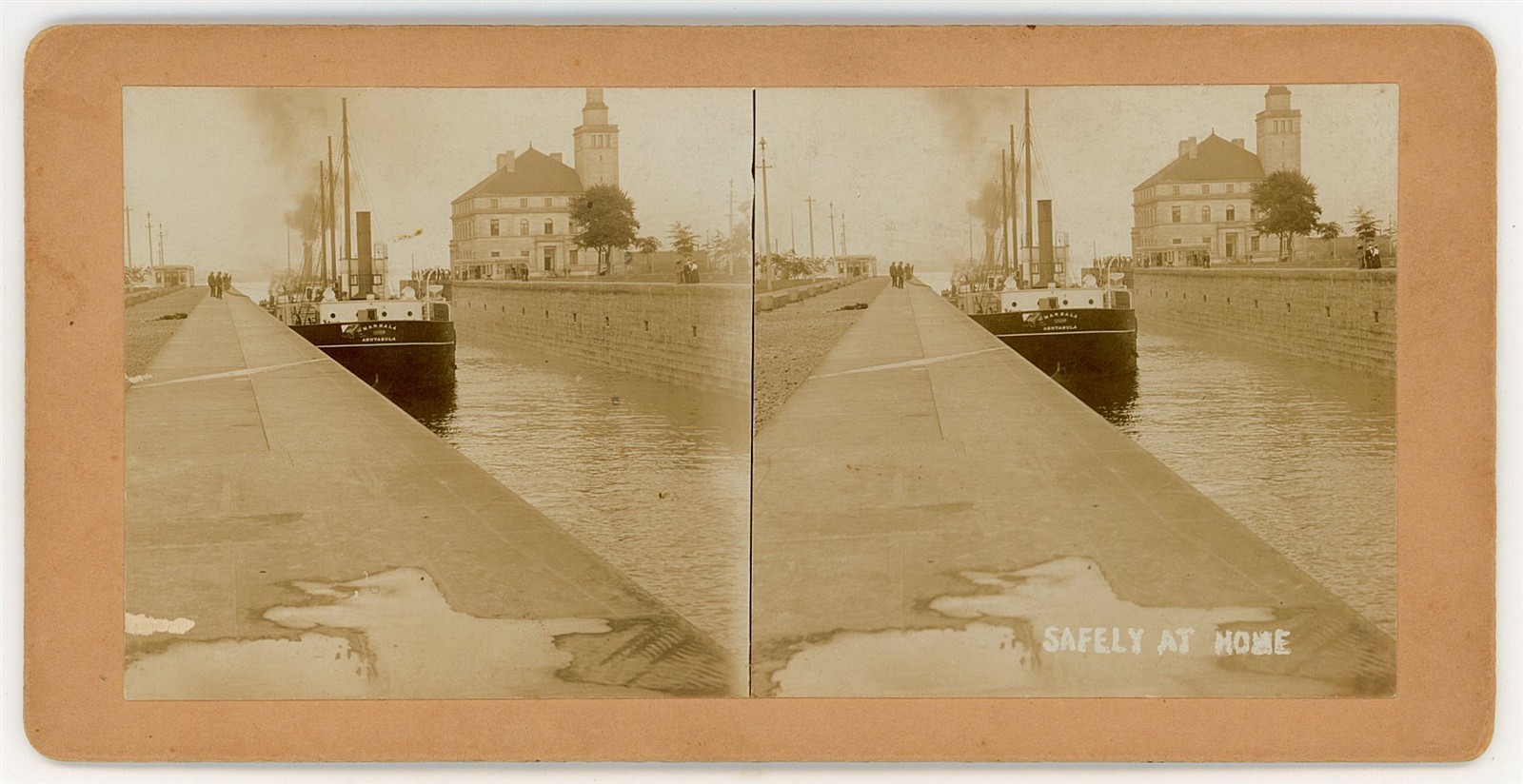 MICHIGAN STEREOVIEW - Sault Ste Marie - Poe Lock - Acme View Co 1890s RARE