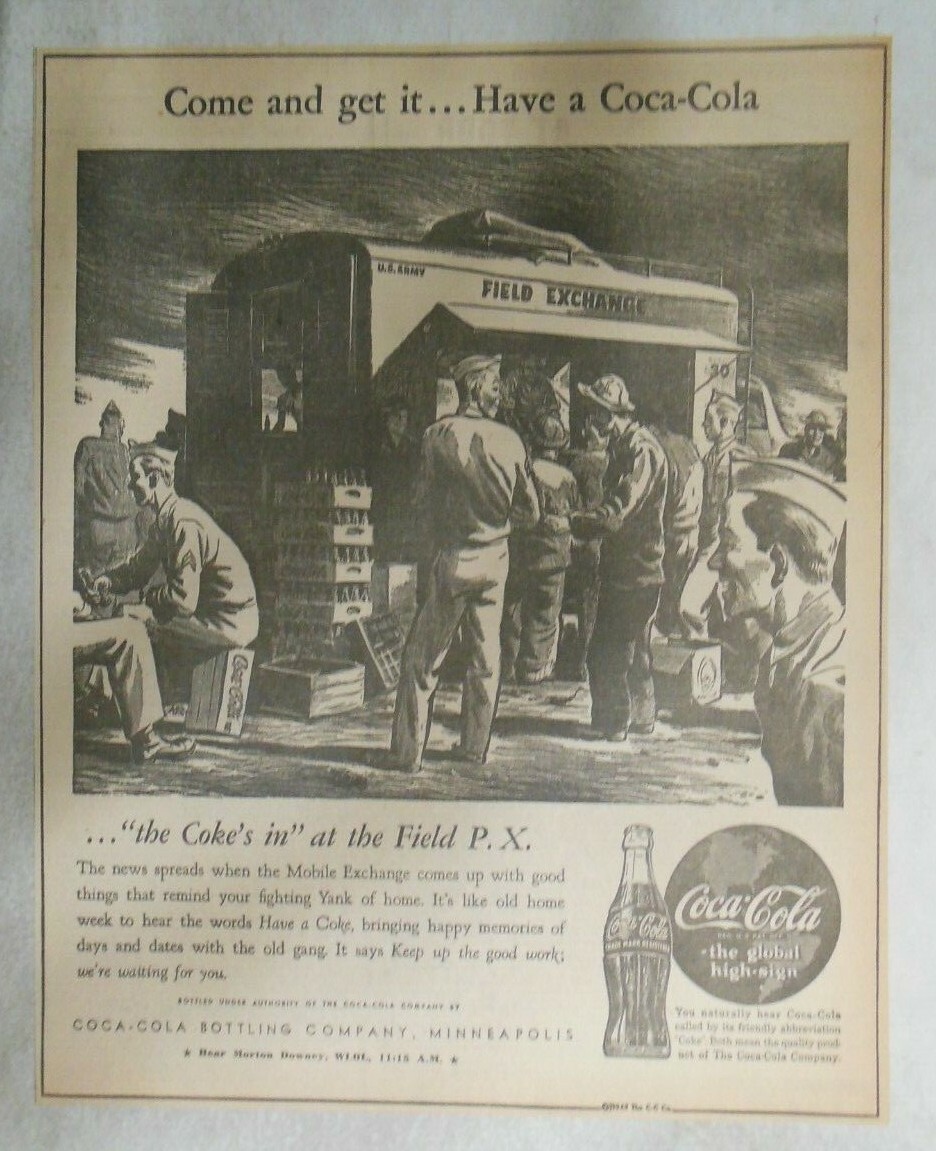 Coca-Cola ad: Fantastic  Artwork from 1940's 10 x 12 inches Coke at Field PX 