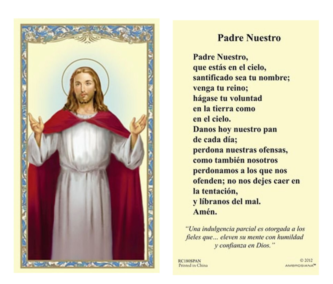 (2 copias) Espanol Padre Nuestro Our Father Lord s Prayer Card Spanish