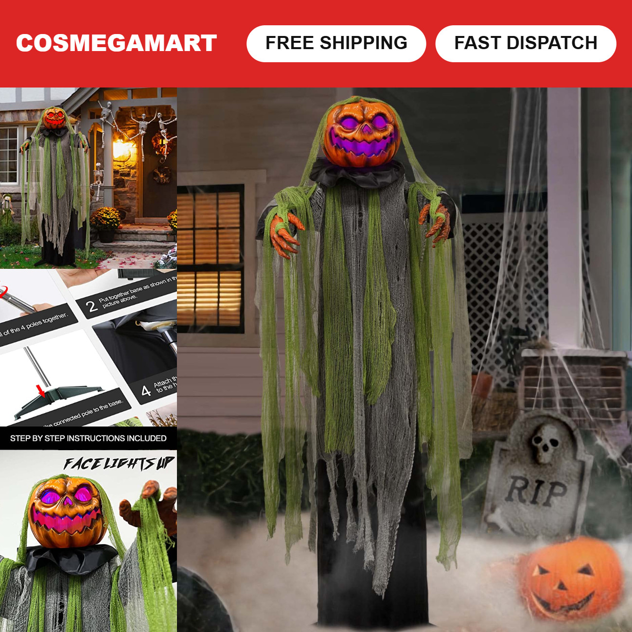 6 Ft Animated Halloween Root of Evil Prop - Spooky Outdoor Decorations, Haunting