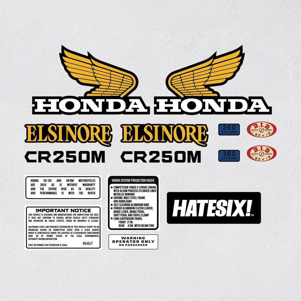 Sticker Decal Honda Elsinore CR125 CR 250 M 1973 1975 side cover fuel tank