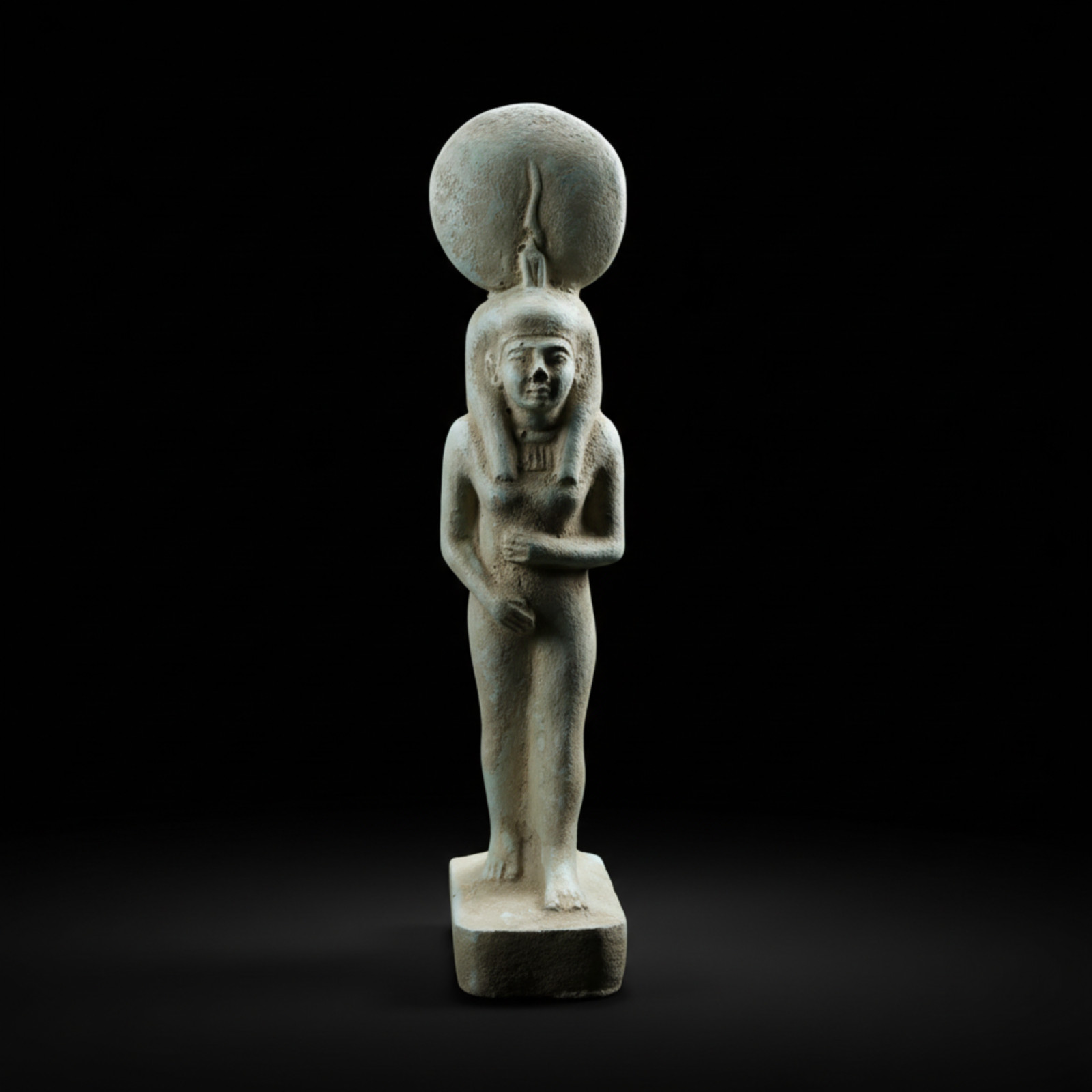 Ancient Egyptian Antique Queen Isis with Sun Disk Pharaonic Goddess of Magic Art