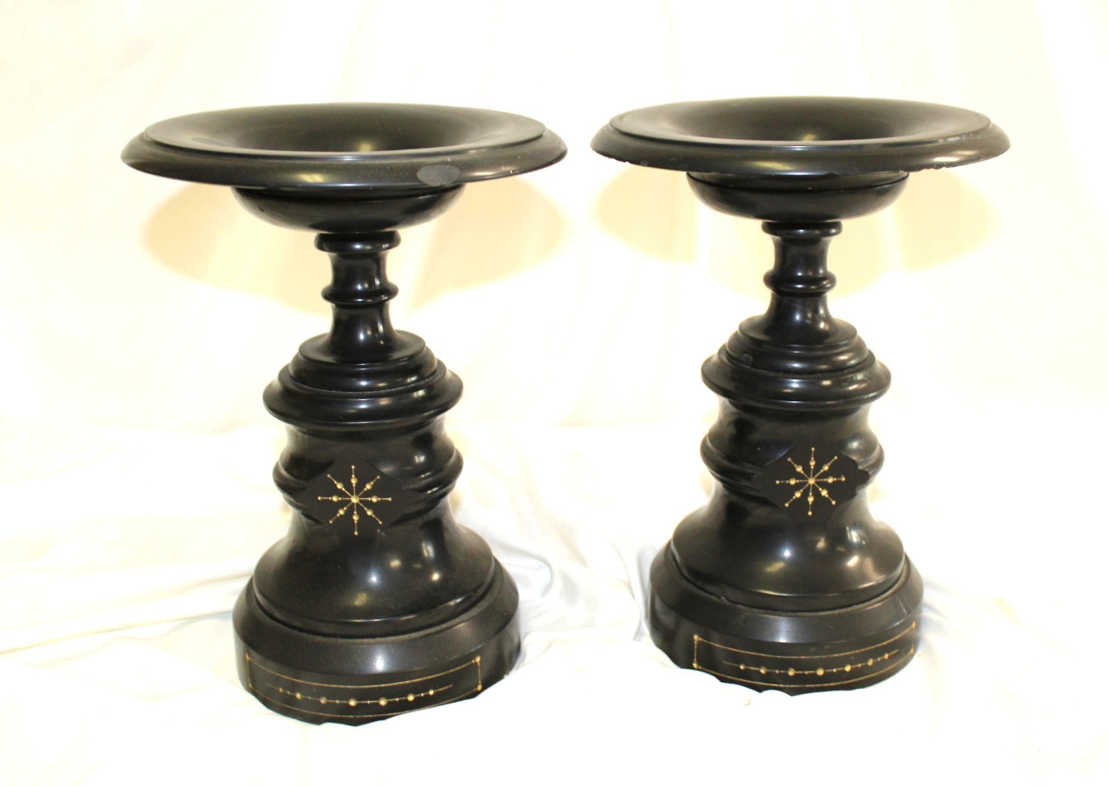 Antique Pair of Black Basalt Garnishments