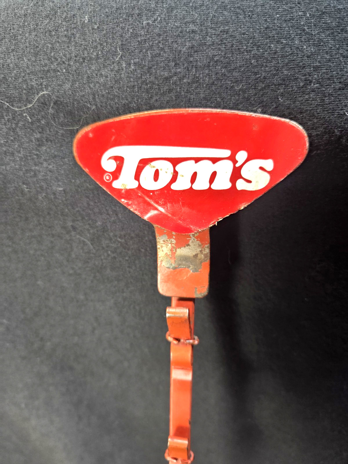 Vintage Tom's Snack Country Store Single Display Red Hanging Chip Clip Rack