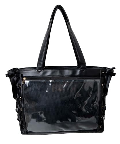 WEGO Ita Bag Large A3 A4 Lace Up Clear Tote Fan Display Black Japan
