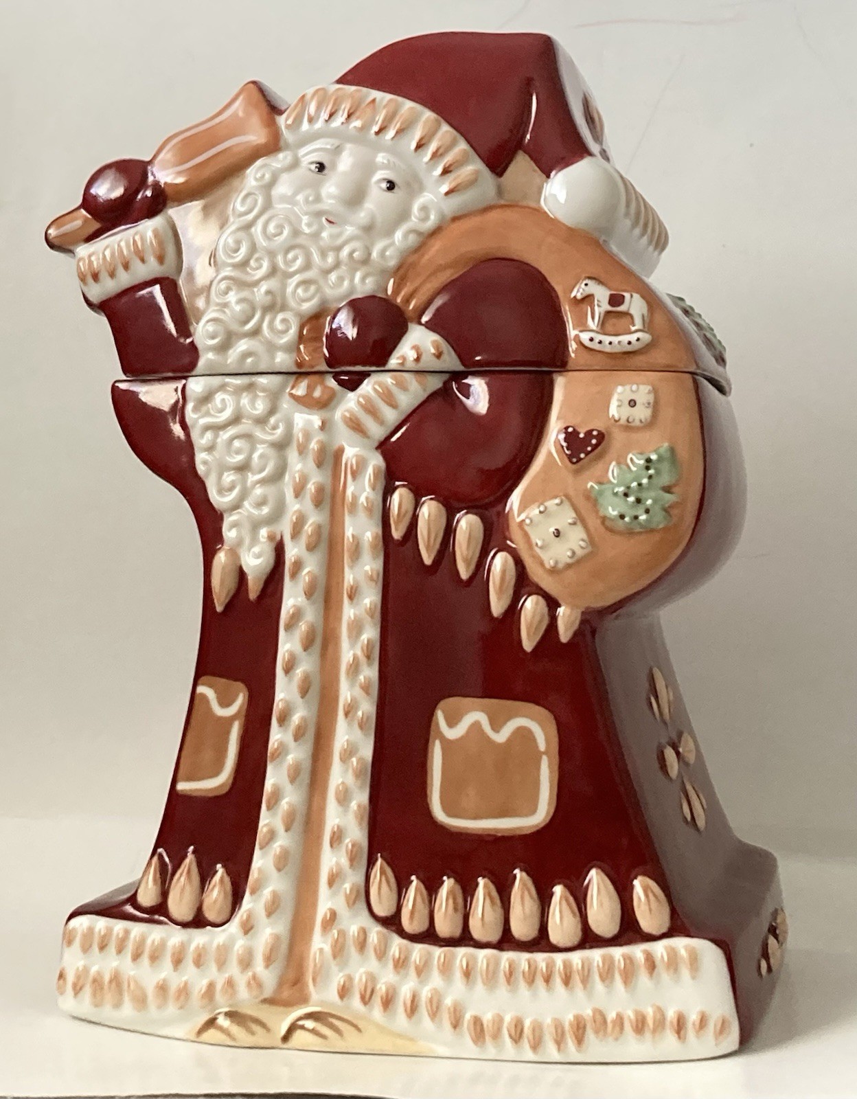 Villeroy & Boch Ginger Fancy Santa Cookie Jar W lid Christmas Discontinued 10”