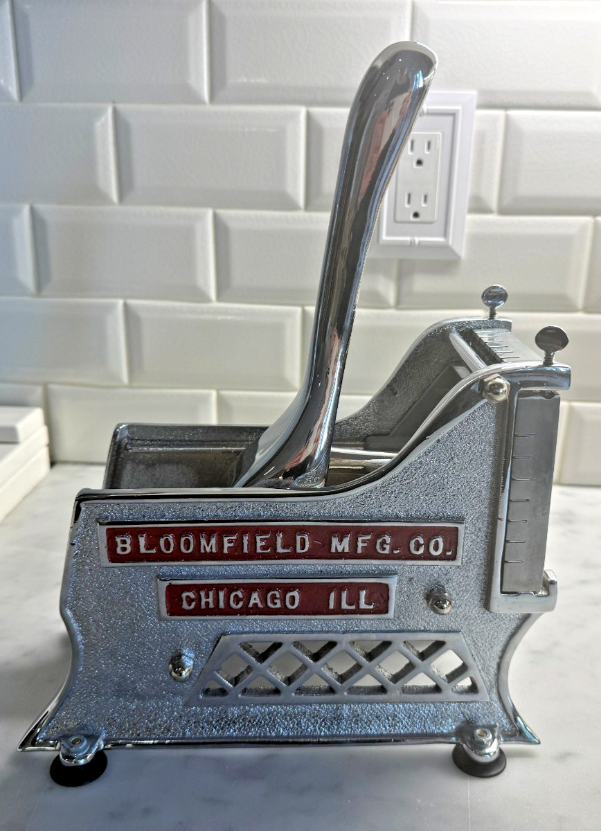 Vintage Bloomfield Mfg Co Chicago Cast Iron French Fry Potato Cutter Restored