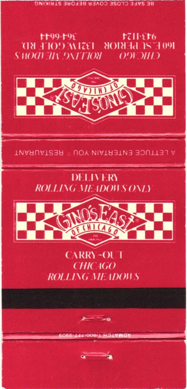 Gino\'s East of Chicago IL Vintage Matchbook Cover 1980s Restaurant