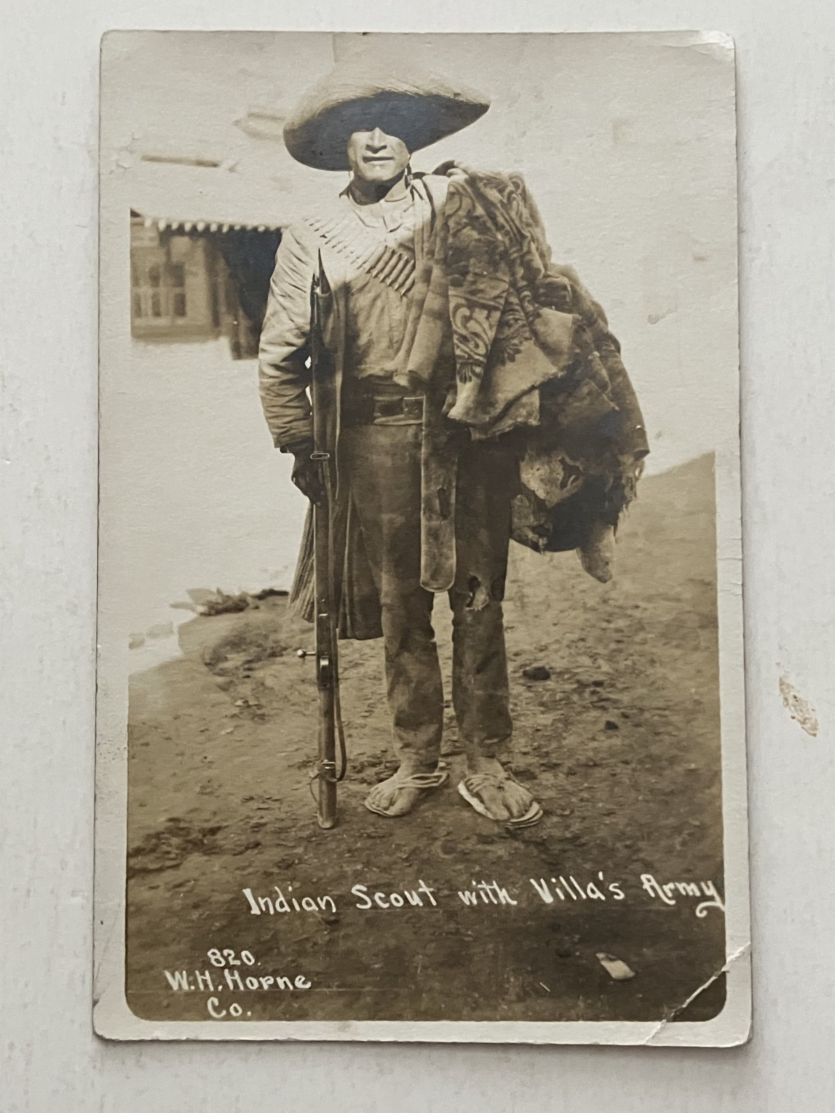 1913 W.H. HORNE RPPC #820 Mexican Revolution Indian Scout with Villa's Army 1913 W.H. HORNE RPPC #820 Mexican Revolution Indian Scout with Villa's Army