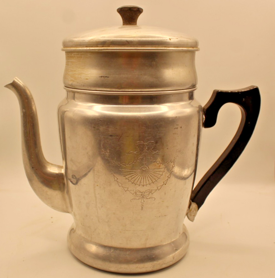 Vintage Drip O Later Engraved 8 Cup Aluminum Coffee Pot 