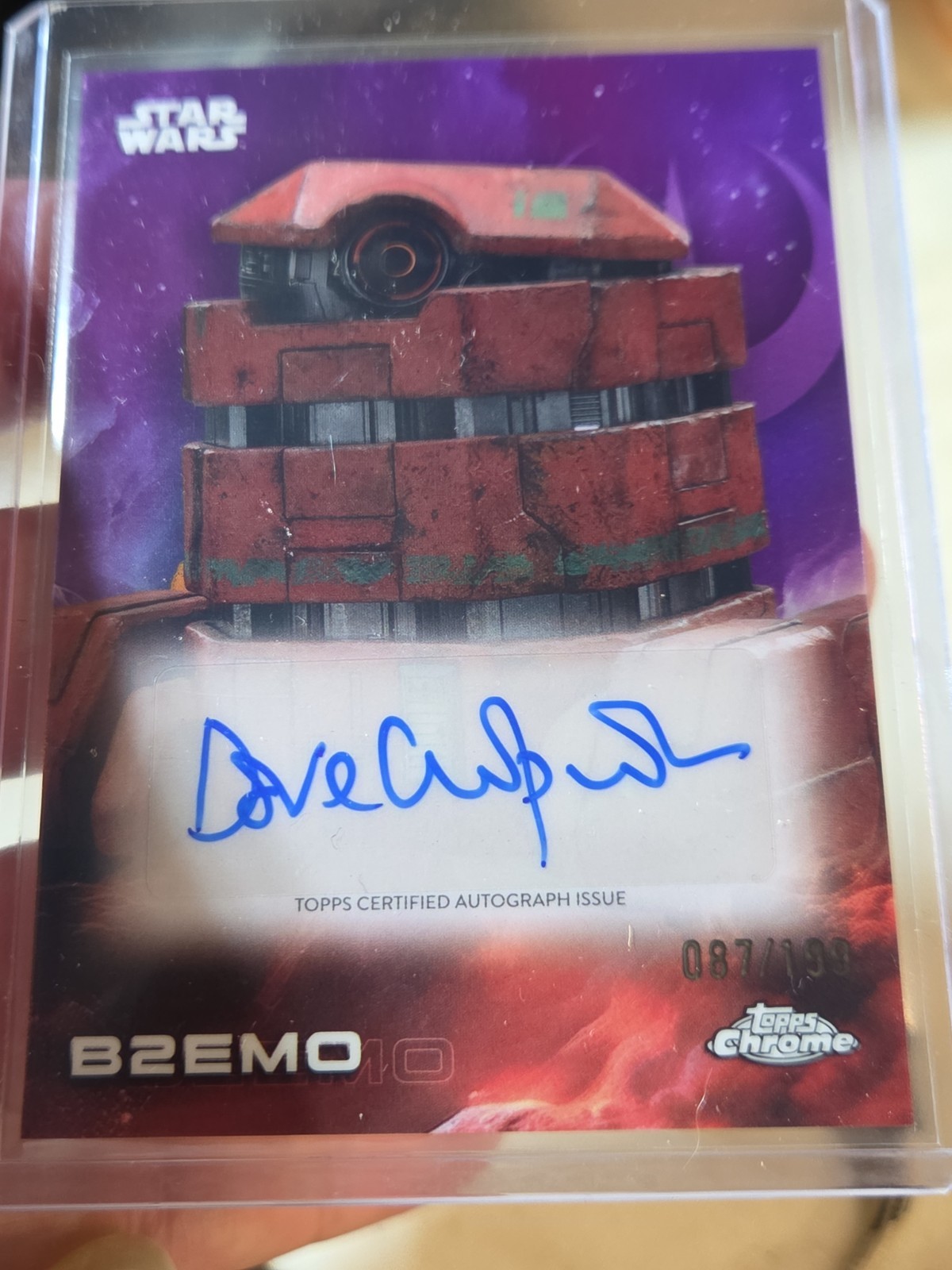 2025 Topps Chrome Star Wars Dave Chapman 087/199 as B2EMO Auto Purple Refractor