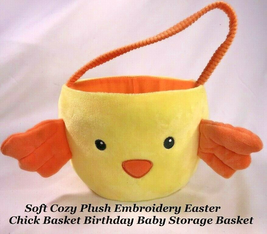 Soft Cozy Plush Embroidery Easter egg Chick Basket Birthday Baby Storage Basket
