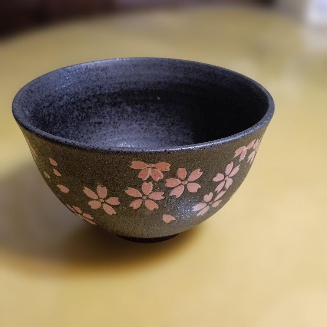 Tea Utensils Black glaze cherry blossom bowl matcha