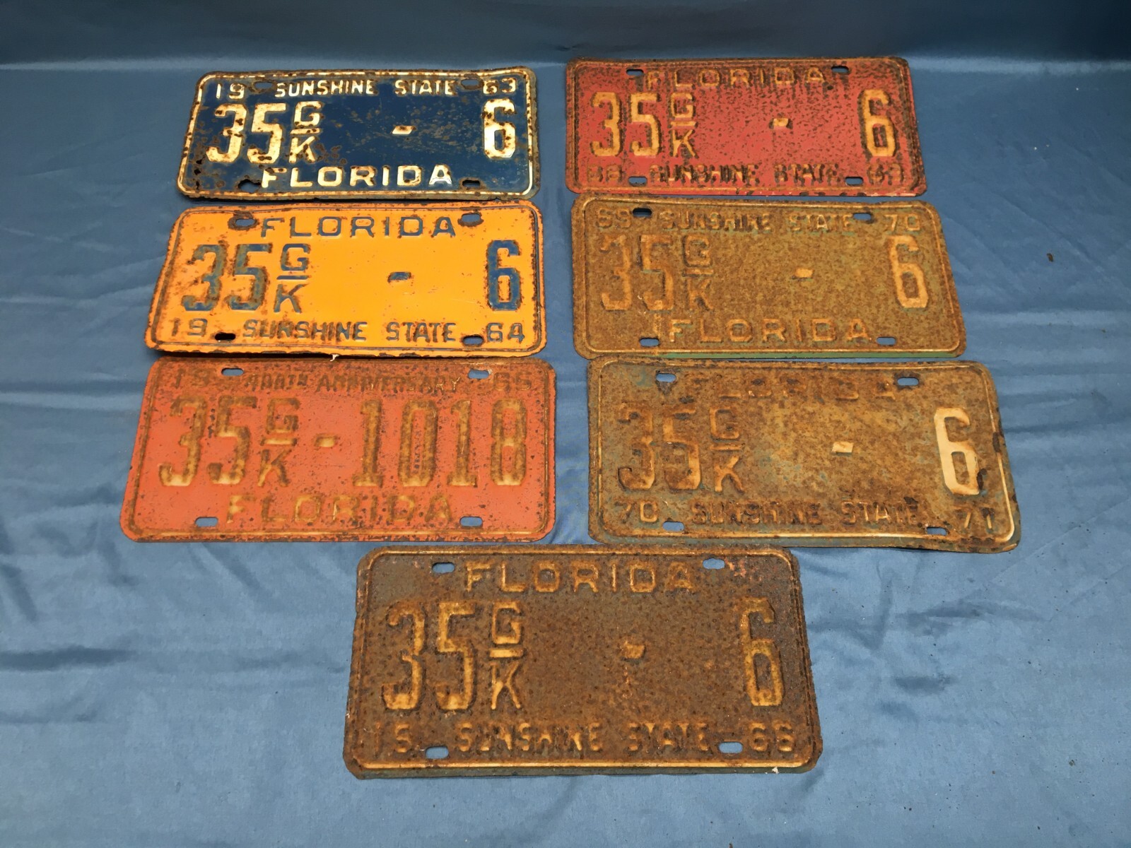 Vintage 63, 64, 65, 66, 68/69, 69/70, 70/71 Madison Florida Plate Same Number Vintage 63, 64, 65, 66, 68/69, 69/70, 70/71 Madison Florida Plate Same Number