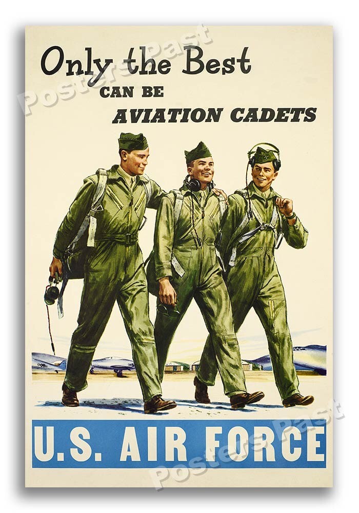 1940s “Only the Best can be Aviation Cadets” Vintage Style WW2 Poster - 16x24