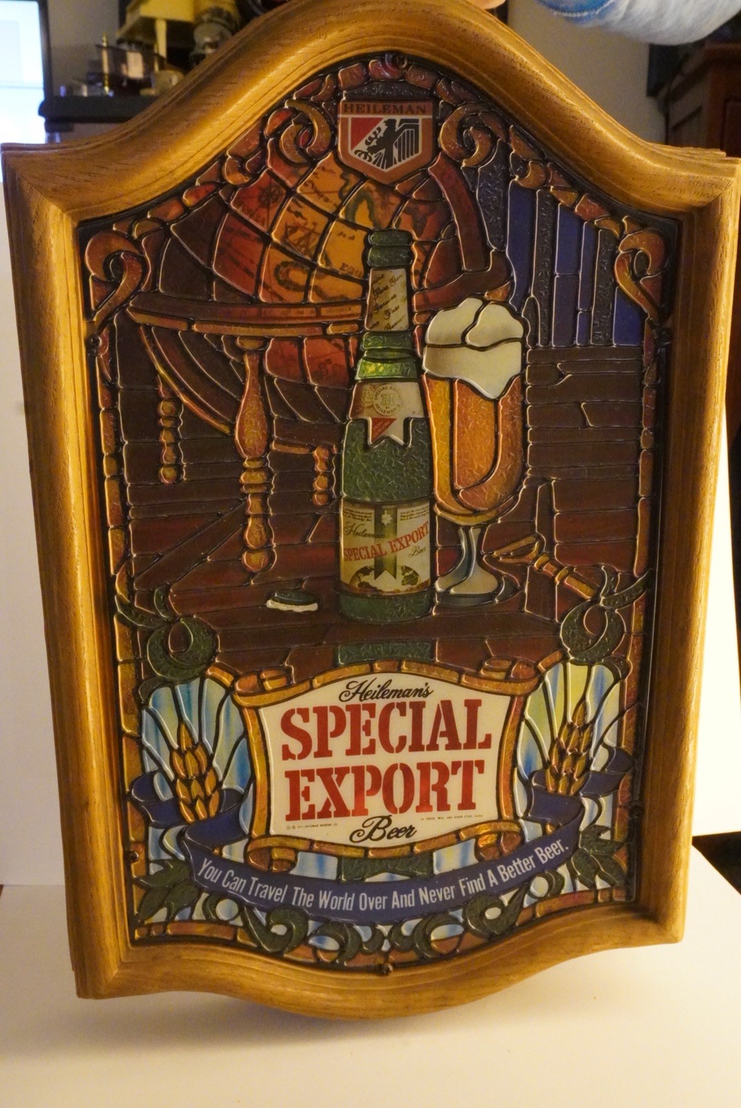 Vintage 1979 Heileman's Special Export Lighted Faux Stain Glass Beer Sign