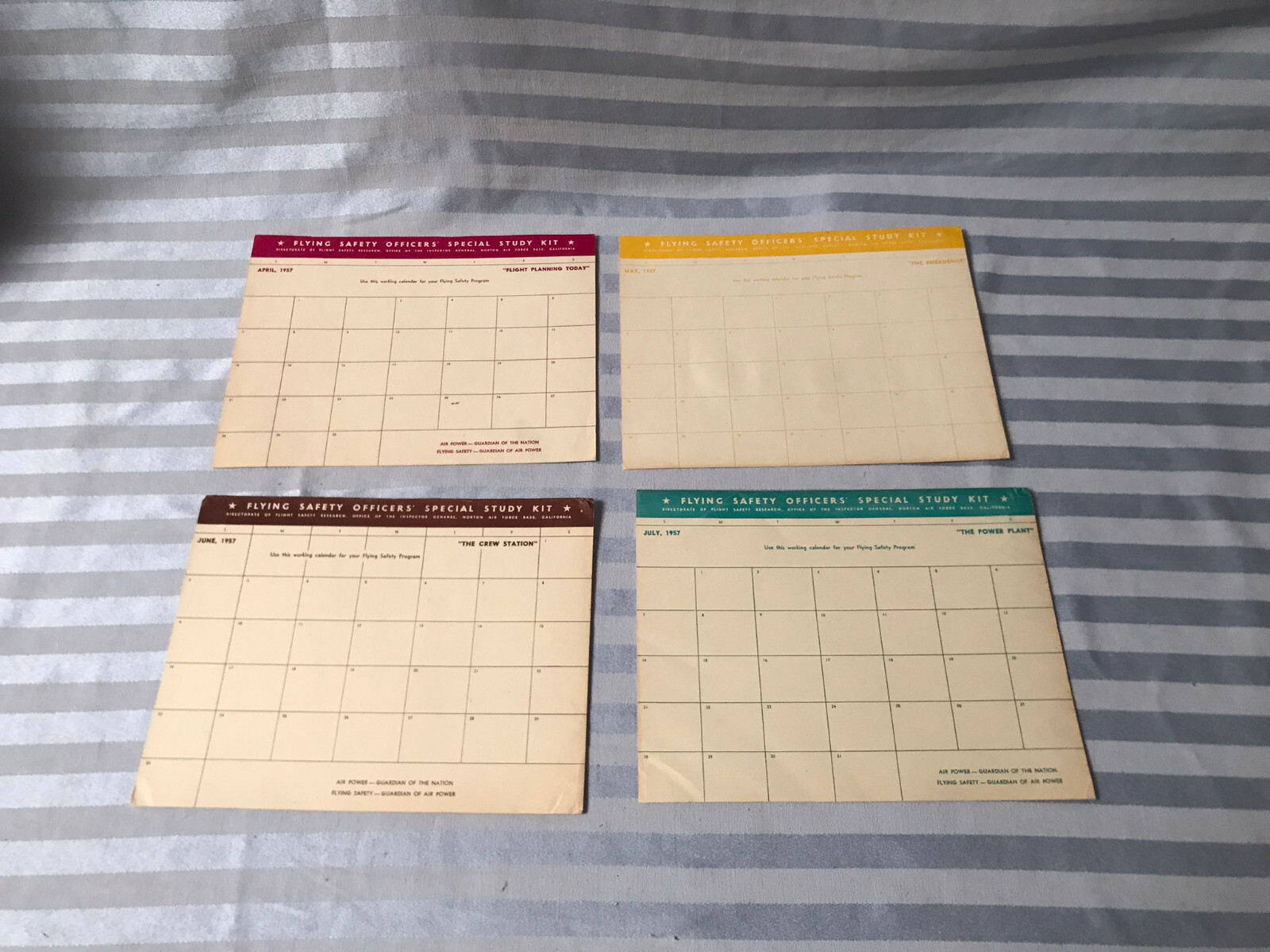 Vtg 1957 Directorate of Flight Safety Research Special Study Kit CALENDARS