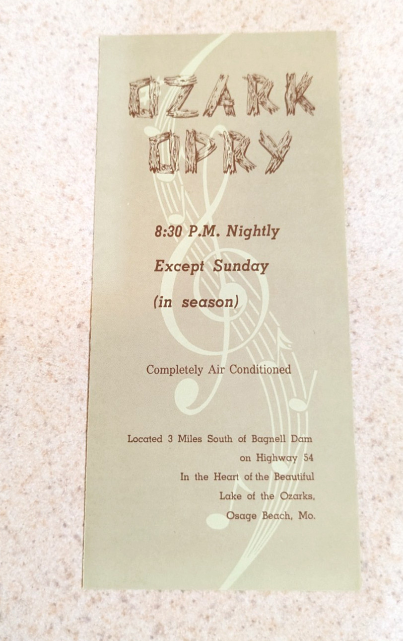Vintage Ozark Opry Ozarks KRCG Lee Mace Osage Beach MO travel Brochure