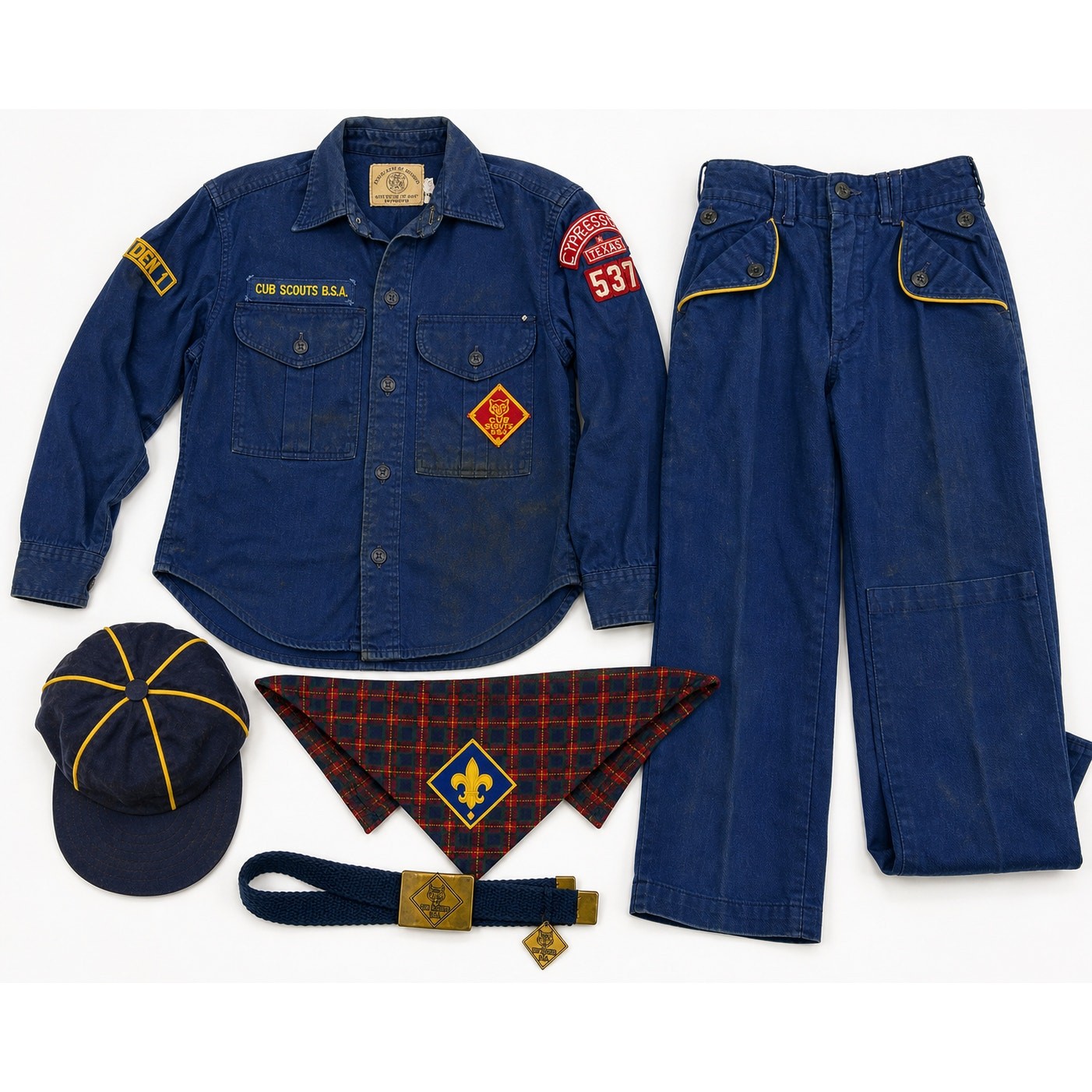 Vintage Boy Scouts BSA Uniform Lot Shirt Pants Hat Belt Scarf Youth Costume