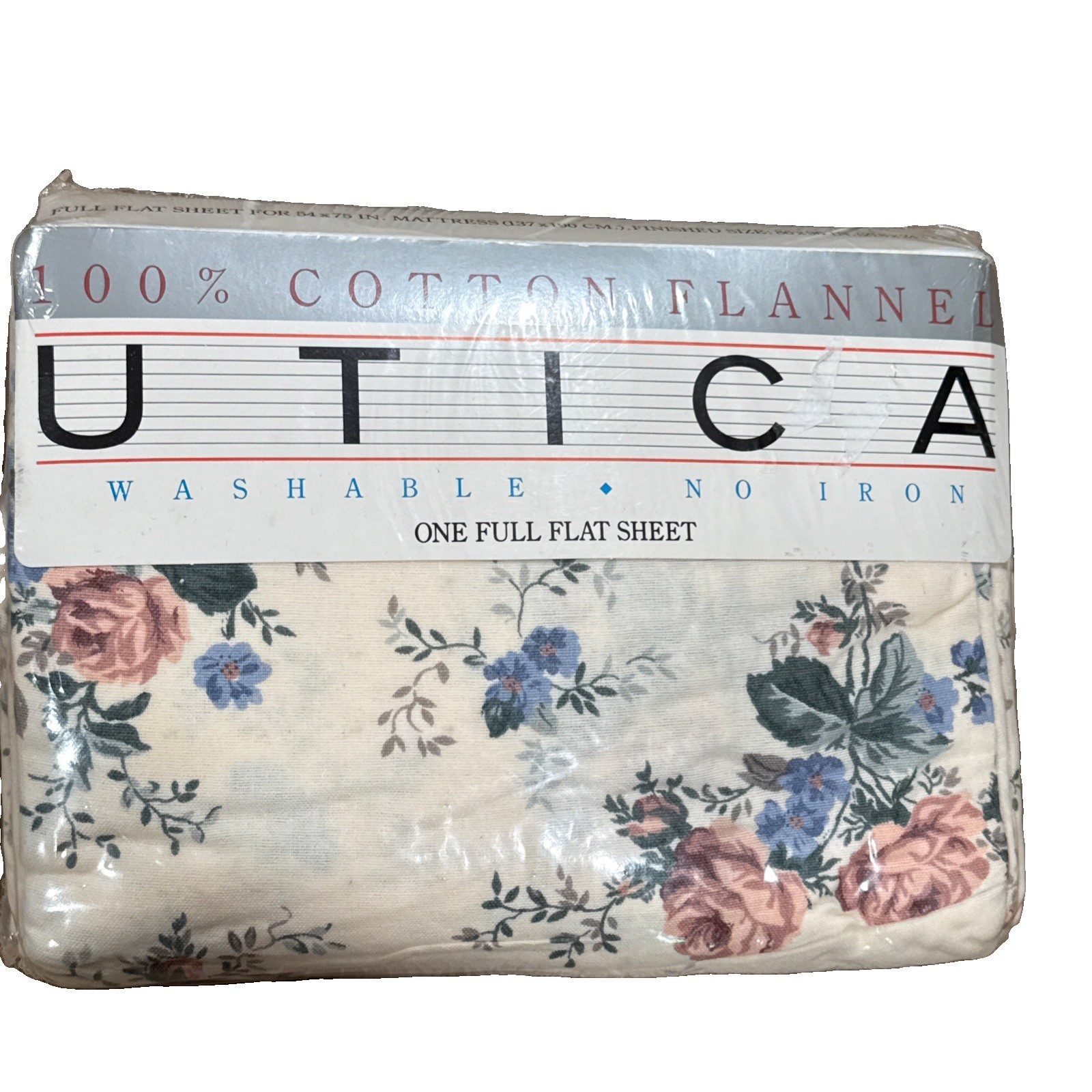 VTG Utica JP Stevens Flannel Full Flat Sheet Chestnut Hill II Rose Floral Cotton VTG Utica JP Stevens Flannel Full Flat Sheet Chestnut Hill II Rose Floral Cotton