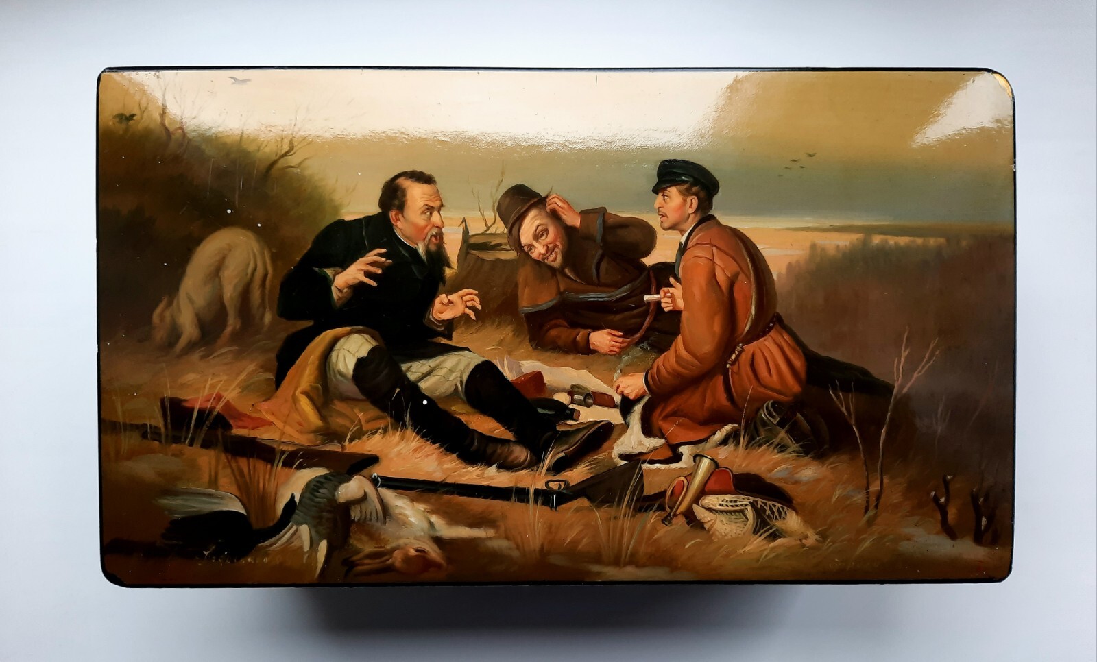 Fedoskino 1960's Lacquer Box Vintage Handmade pappier-mache Mstera Palekh