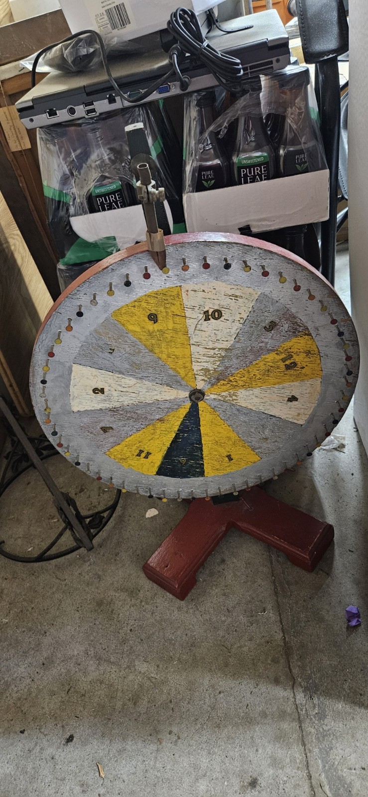 Carnival Game Wheel Numbered 1-12 Red Wooden Stand Circus & Carnival Theme 