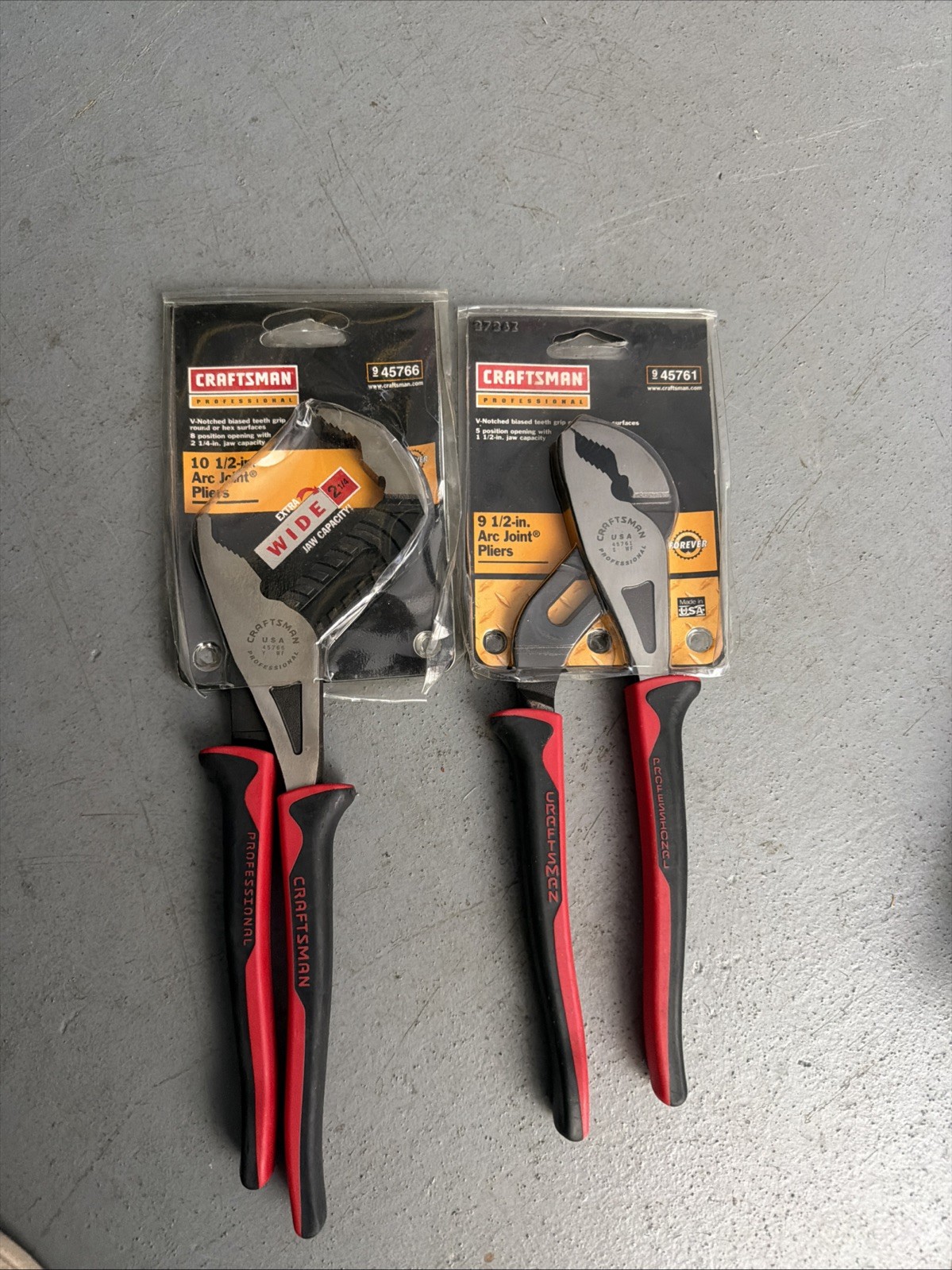 2pc Sears Craftsman Pro USA Nos 9.5/10.5” Arc Joint Pliers 45761 45766 Special 2pc Sears Craftsman Pro USA Nos 9.5/10.5” Arc Joint Pliers 45761 45766 Special