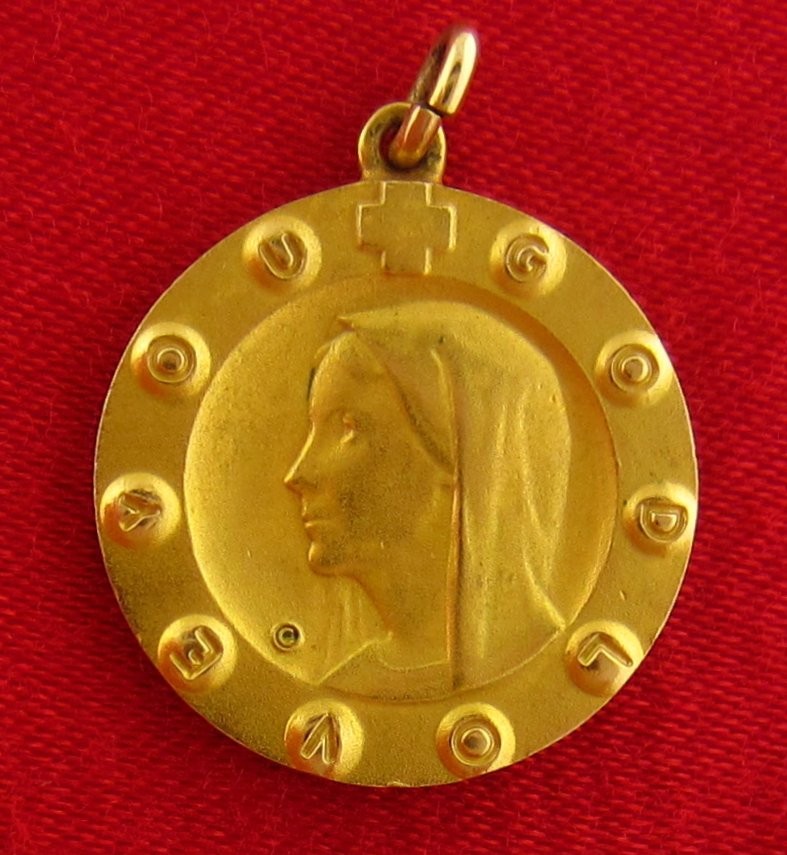 Vintage MARY Medal 1/10 10K GF GOD LOVE YOU Religious Catholic Medal