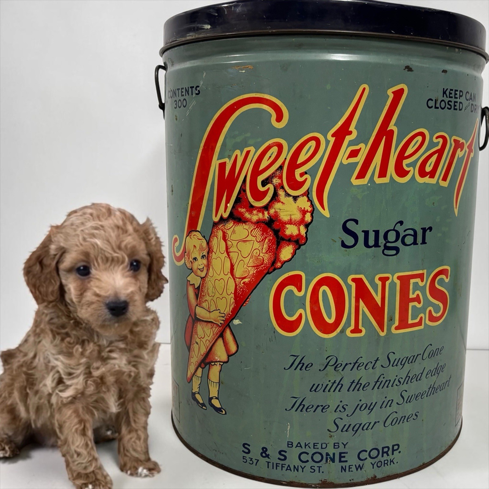 Large Vintage Sweet Heart Sugar Cone Tin Can Ice Cream Advertising Country Store Large Vintage Sweet Heart Sugar Cone Tin Can Ice Cream Advertising Country Store