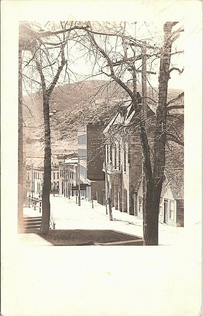 RPPC Central City CO Street scene in Winter 1920s era