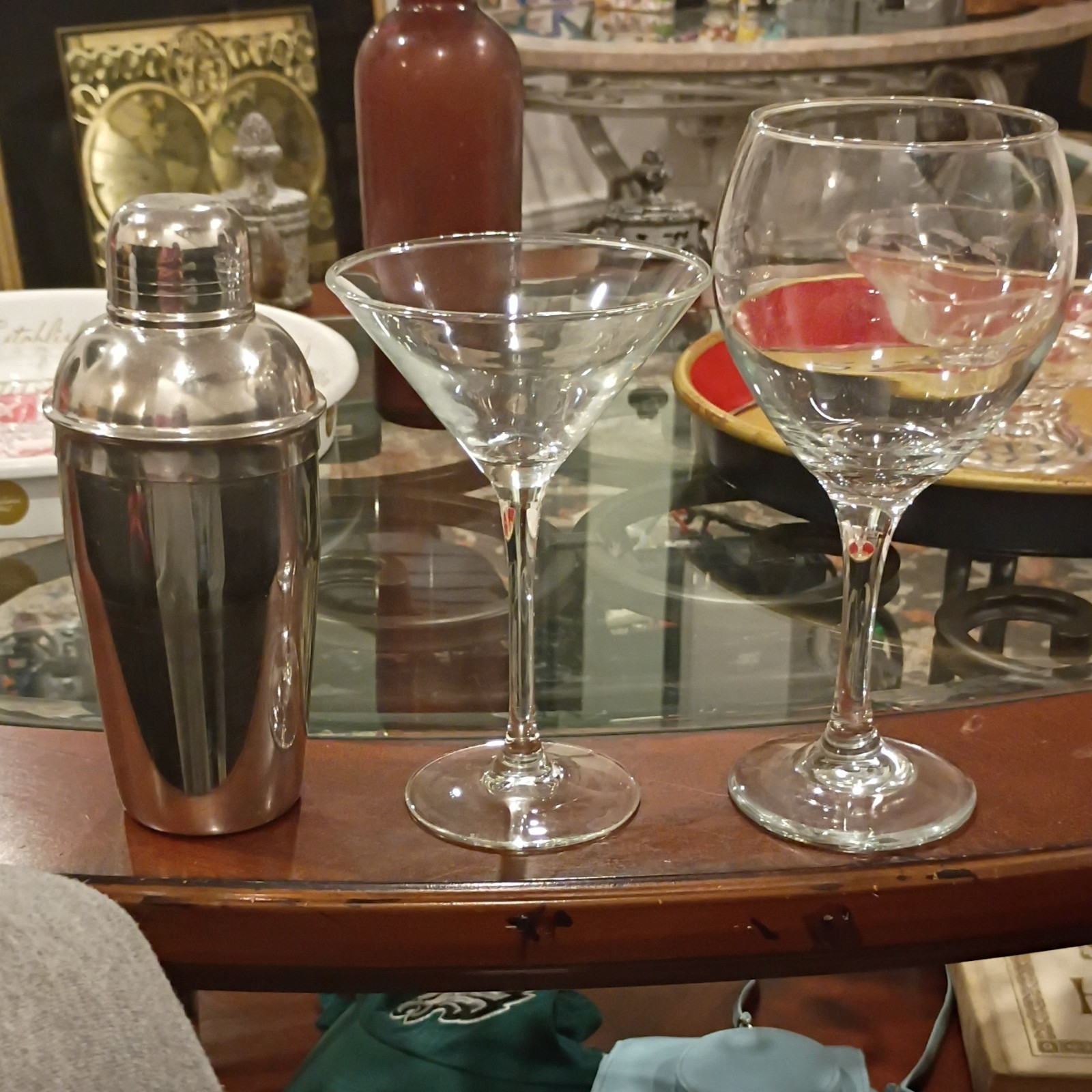 3-Piece Home Bar Set – Cocktail Shaker, Martini Glass & Gin Balloon Glass