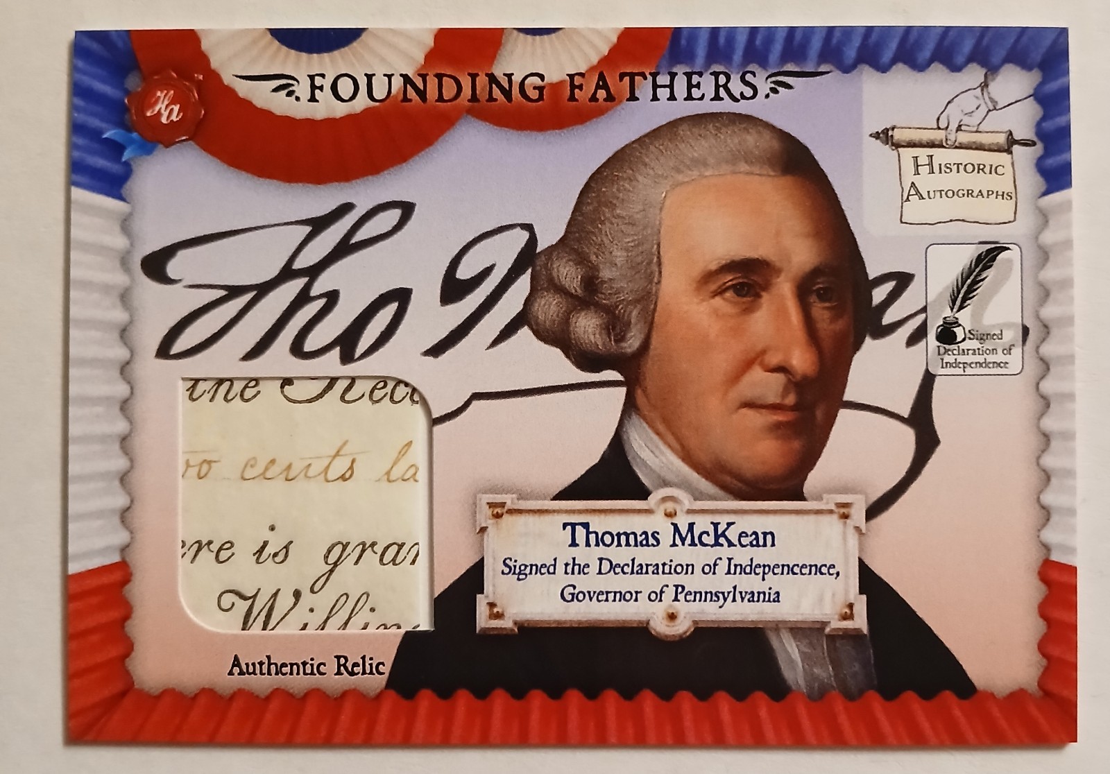 Thomas McKean 2025 Historic Autographs Founding Fathers Touched Relic /400 Thomas McKean 2025 Historic Autographs Founding Fathers Touched Relic /400