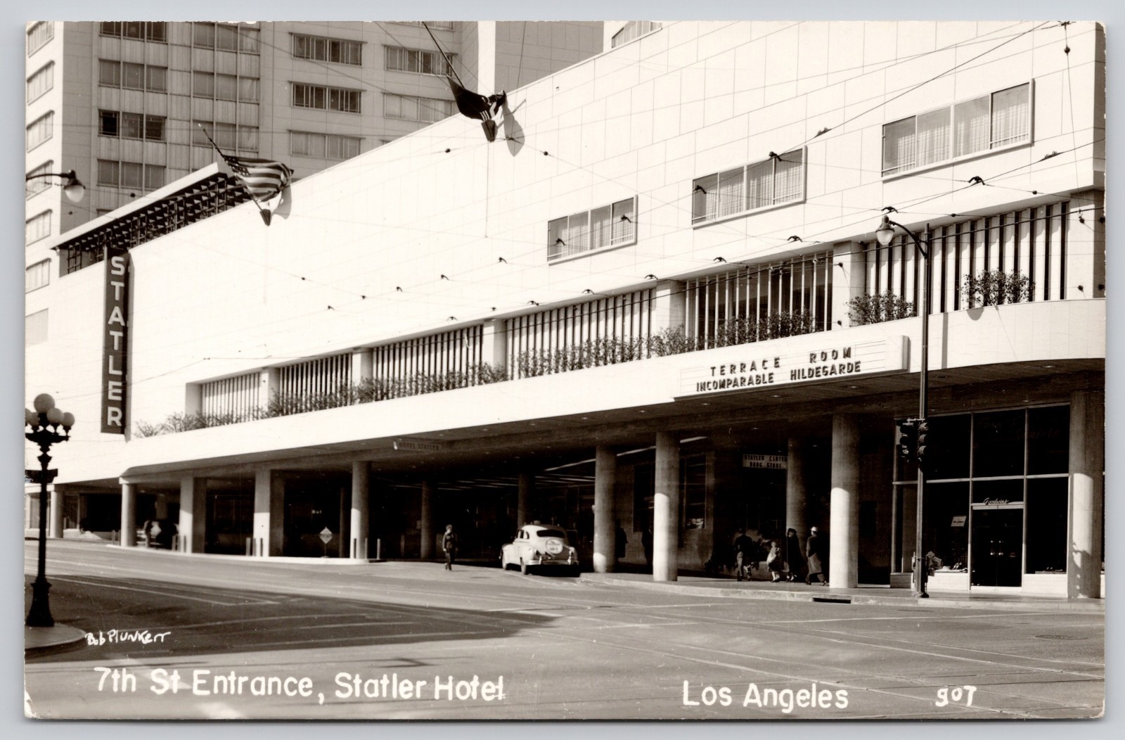 Statler Hotel Los Angeles California CA 7th St Hildegarde RPPC Postcard c1950s