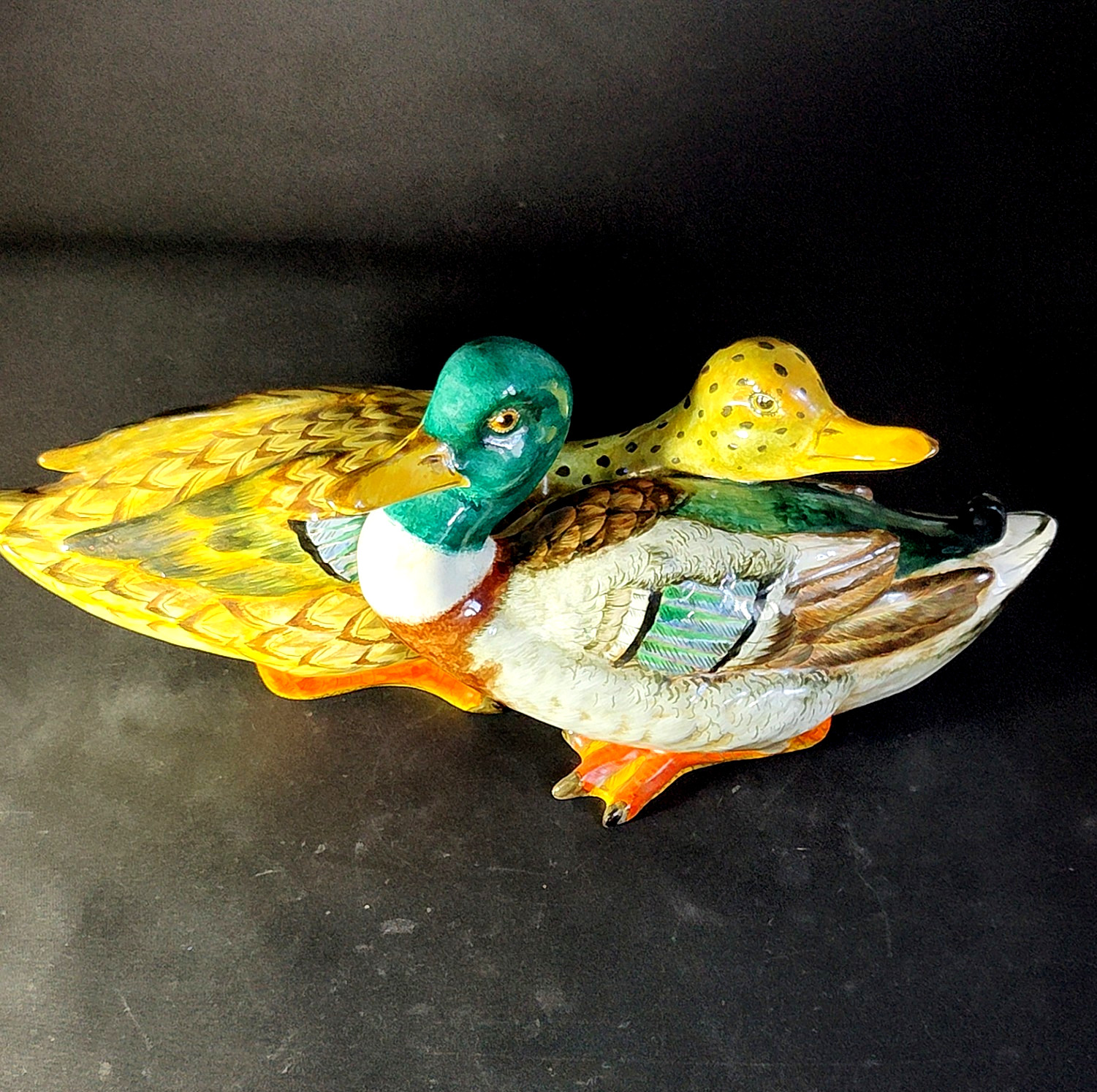 UGO ZACCAGINI MALLARD DUCK PAIR, Figurine Statue, 17\