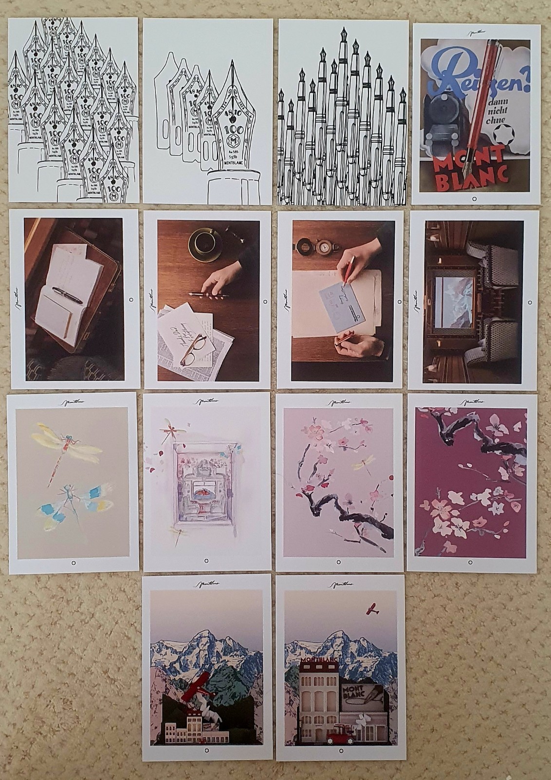 14 RARE MONTBLANC BOUTIQUE AUTHENTIC GREETING HOLIDAY SEASONAL NIB POSTCARDS NEW