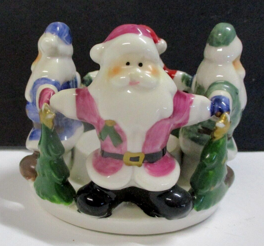 Vintage Santa Claus Candle Holder, 4 Different Dressed Santas