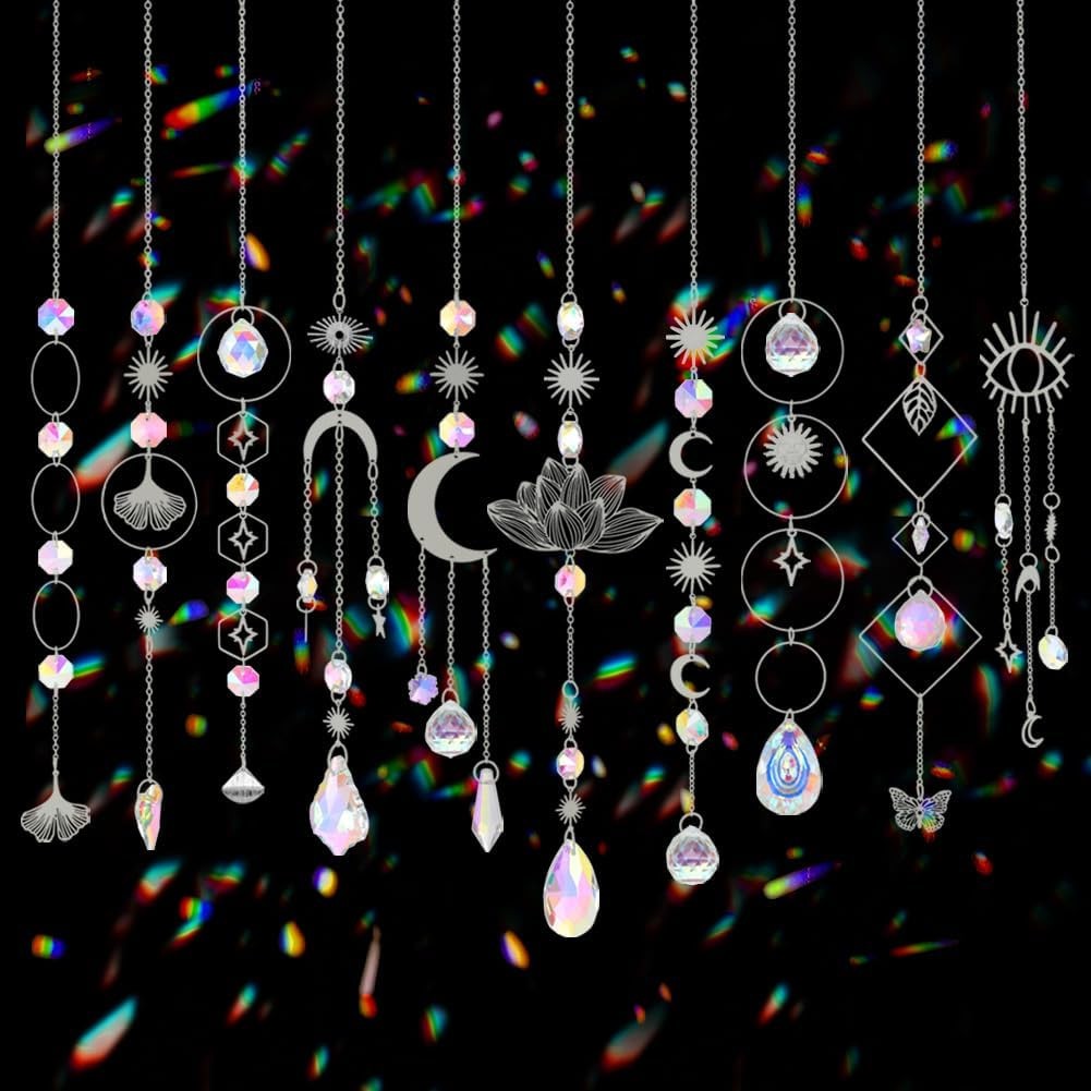 Sun Catchers, 10 Pcs Crystal Suncatcher Prism Hanging Kit with Chain Rainbow ... Sun Catchers, 10 Pcs Crystal Suncatcher Prism Hanging Kit with Chain Rainbow ...