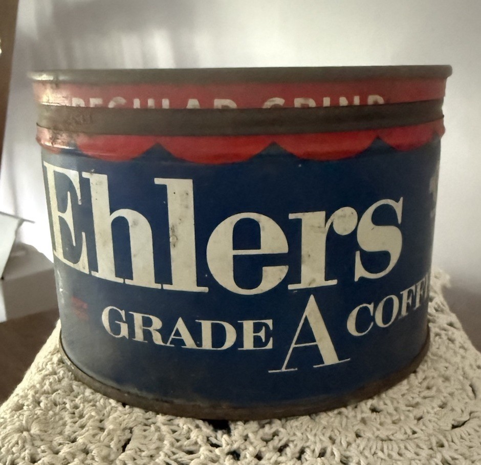 VINTAGE  EHLERS #1 KEYWIND COFFEE TIN COOL GRAPHICS