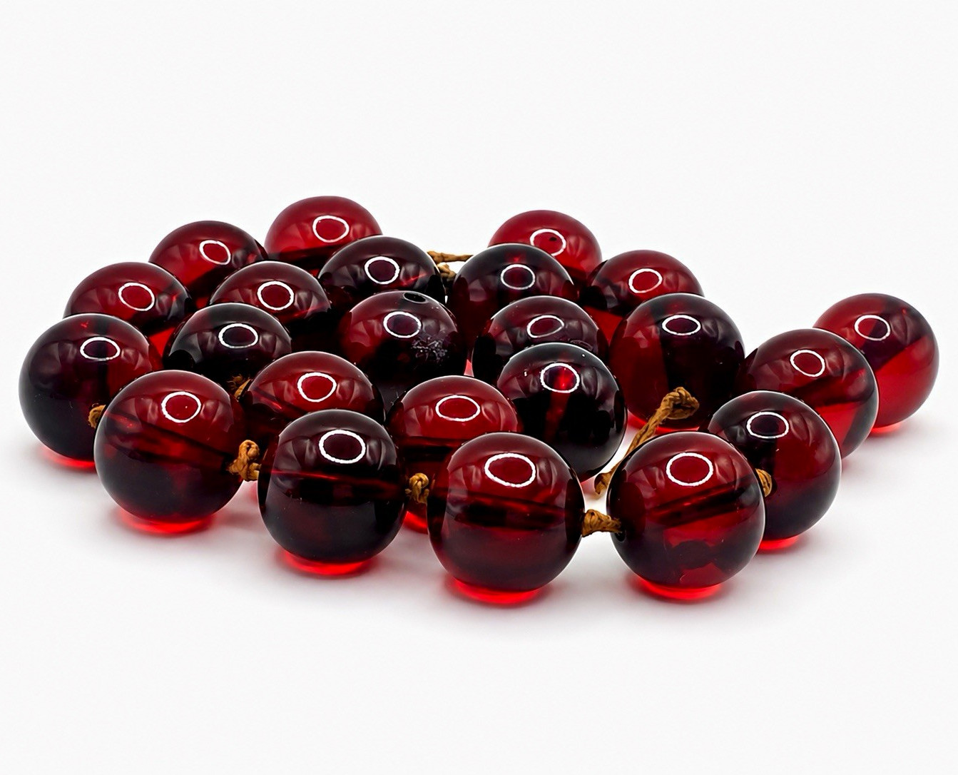 Vintage Cherry Red Bakelite Large Beads 50.9g Knotted Strand Parts Repair
