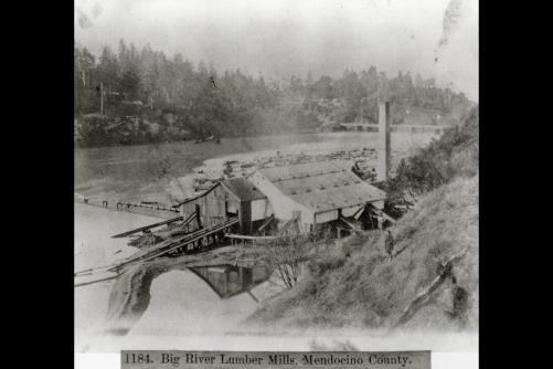 Mendocino County California Big River Lumber Mills 1866 Sawmill Waterway