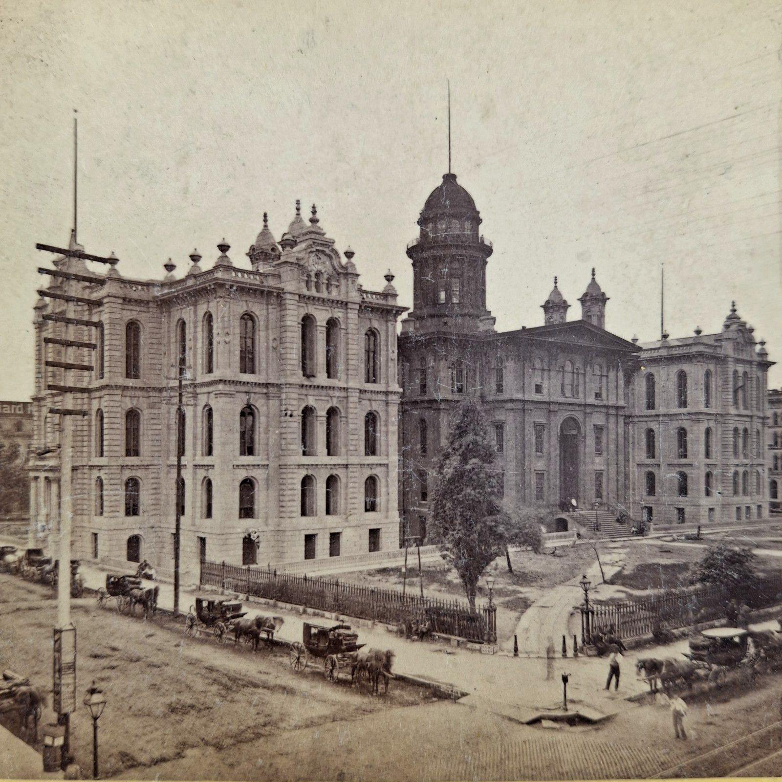 Carbutt  Stereoview Pre 1871 Chicago Fire City Hall Victorian Era Photograph