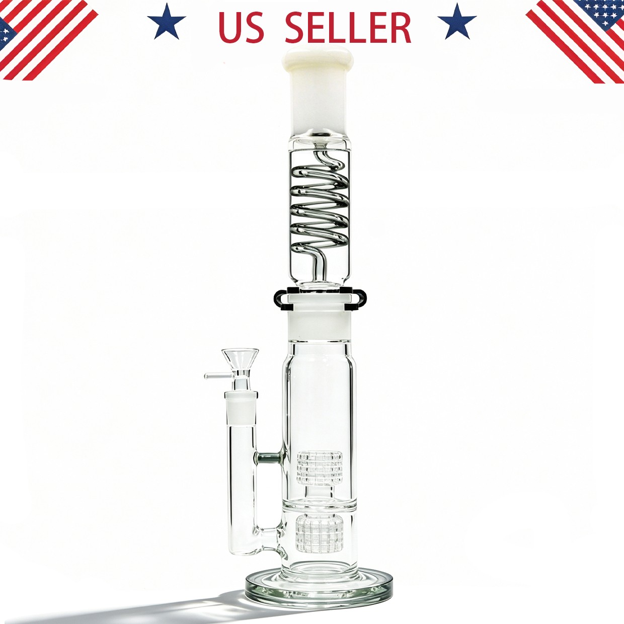 15in Heavy Freezable Glycerin Glass Bong Water Pipes Tobacco Smoking w/14mm bowl