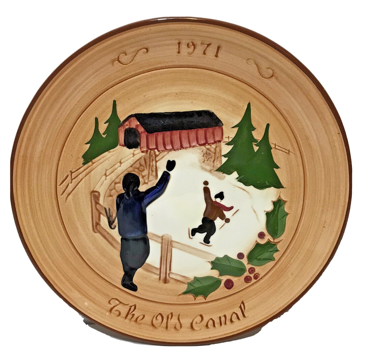 Vintage Glen View Pottery 1971 The Old Canal Stumar Christmas Collector Plate