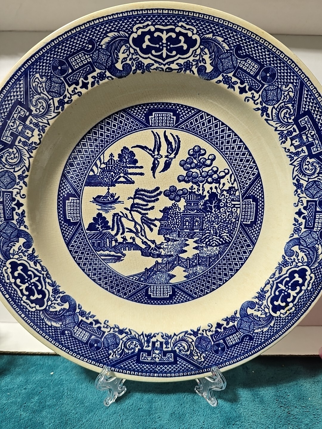 Vintage Blue Willow Willow Ware 9.25 Inch Lunch Plate By Royal China Underglaze