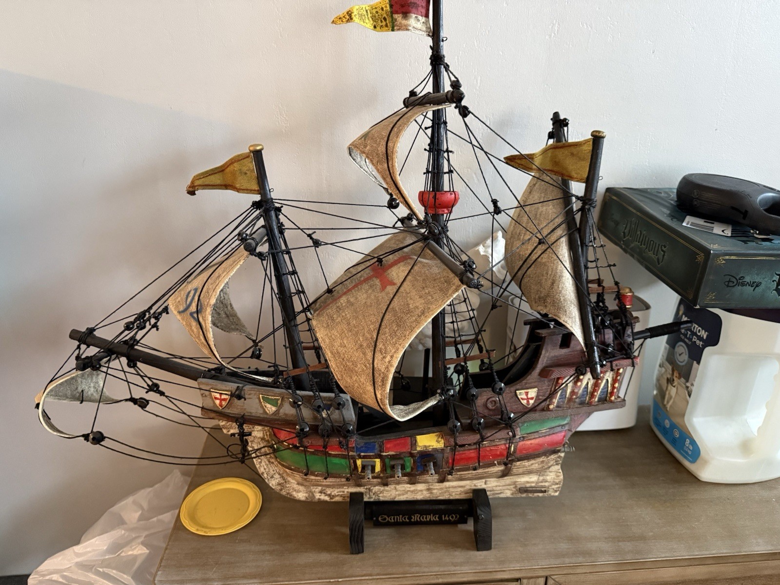 Vintage Santa Maria 1492 Model Ship Christopher Columbus Detailed Ship display